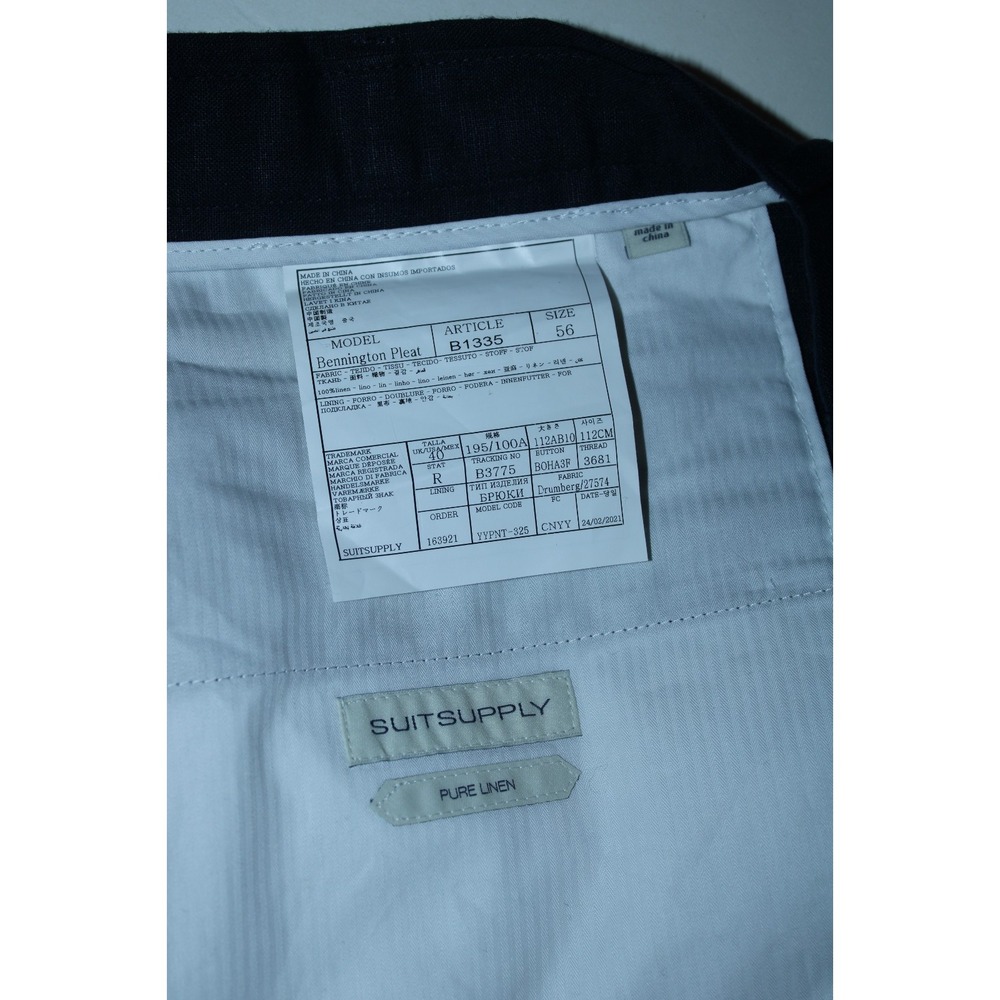 NWT Suitsupply Men's Size IT 40/38 Waist Navy Blue Linen Bennington Pleat Shorts - Picture 8 of 11